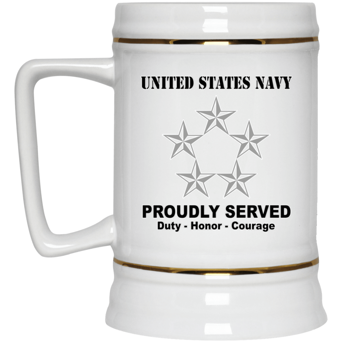US Navy O-11 Fleet Admiral O11 FADM Flag Officer Ranks T shirt White Coffee Mug - Stainless Travel Mug-Mug-Navy-Officer-Veterans Nation