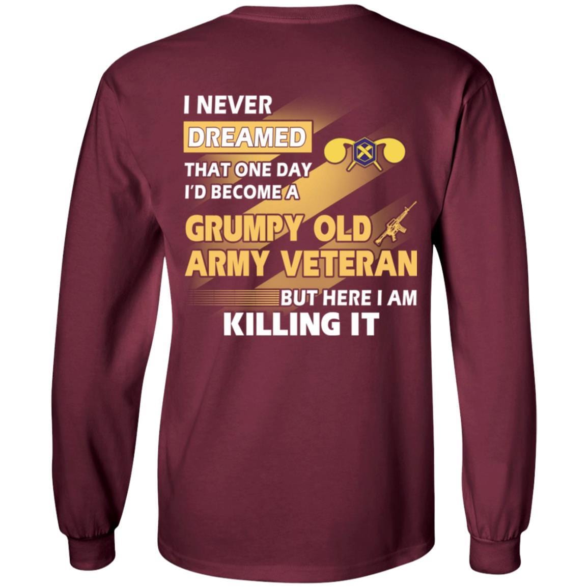 US Army T-Shirt "Chemical Corps Grumpy Old Veteran" On Back-TShirt-Army-Veterans Nation