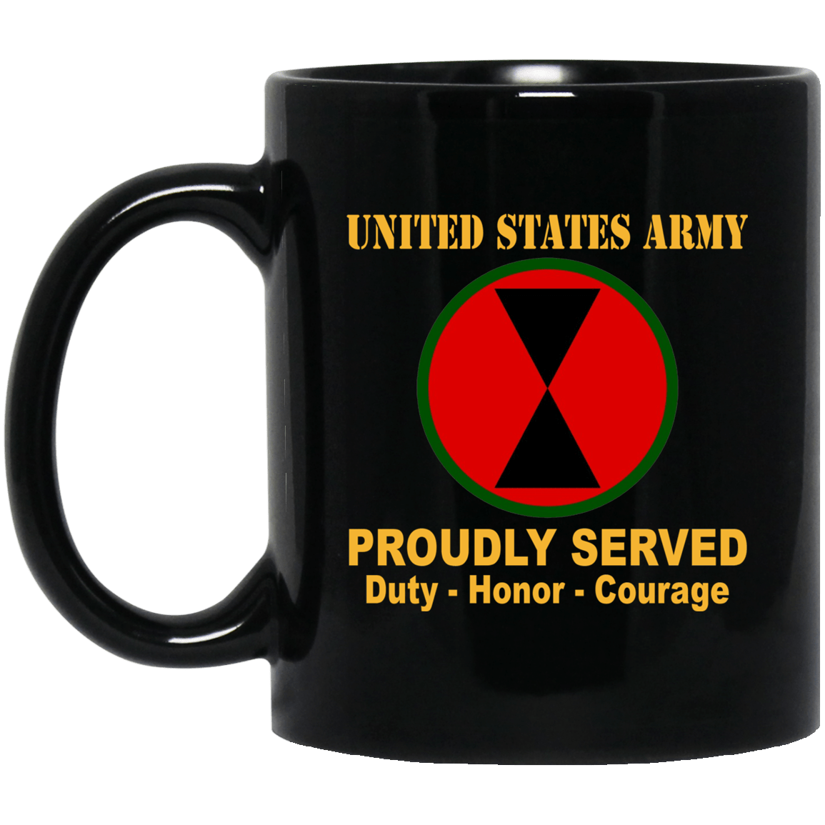 U.S. Army 7th Infantry Division 11 oz - 15 oz Black Mug-Mug-Army-CSIB-Veterans Nation