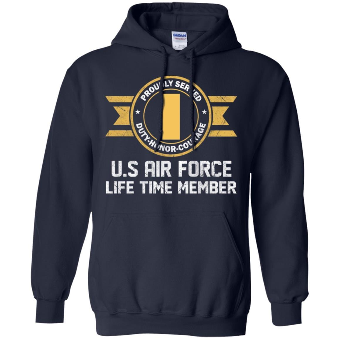 Life time member-US Air Force O-1 Second Lieutenant 2d Lt O1 Commissioned Officer Ranks Men T Shirt On Front-TShirt-USAF-Veterans Nation