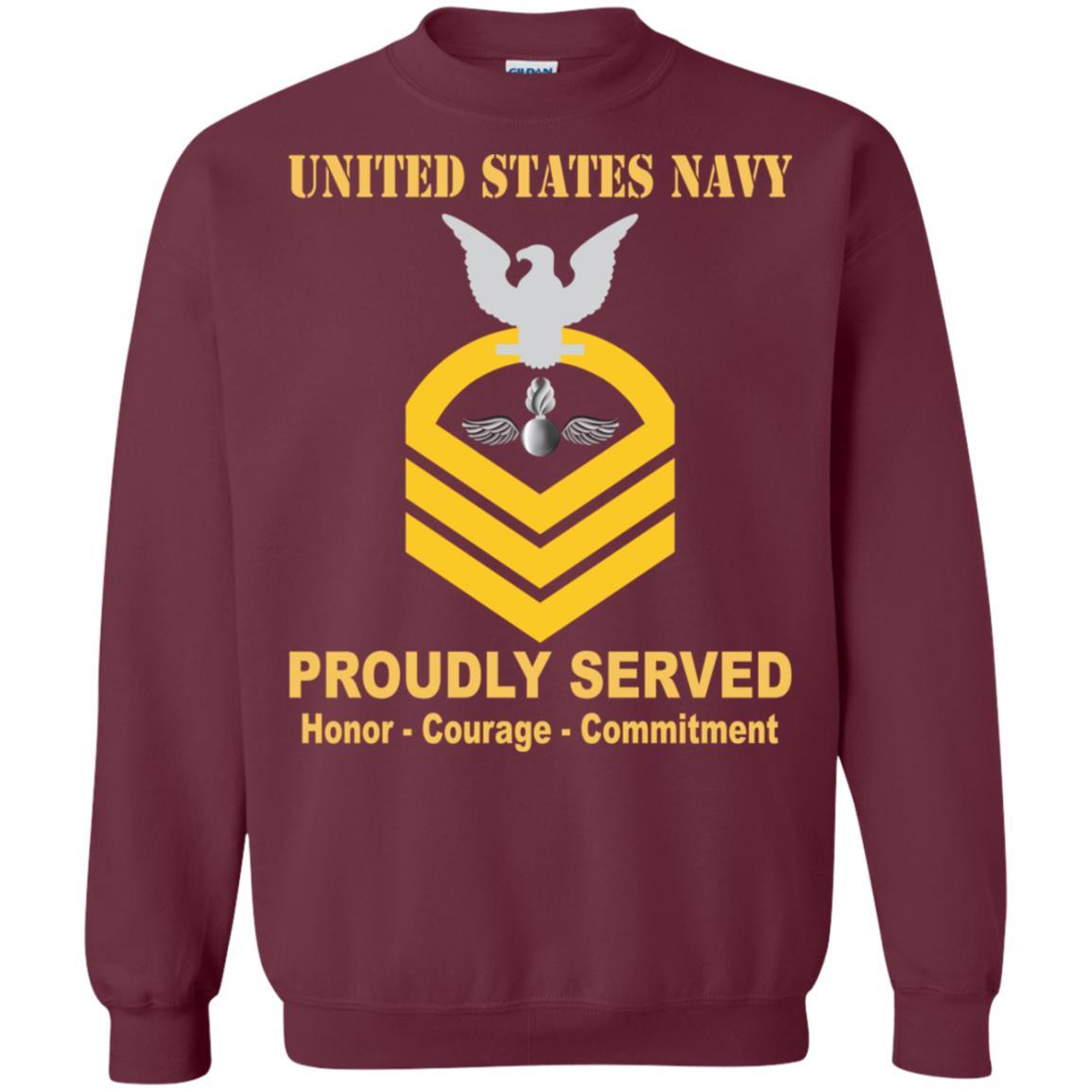Navy Aviation Ordnanceman Navy AO E-7 Rating Badges Proudly Served T-Shirt For Men On Front-TShirt-Navy-Veterans Nation
