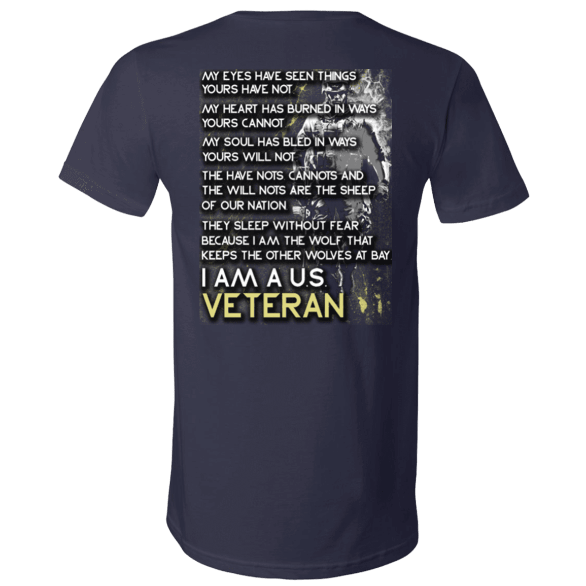 Military T-Shirt "I Am A US Veteran, I Am The Wolf" - Men Back-TShirt-General-Veterans Nation