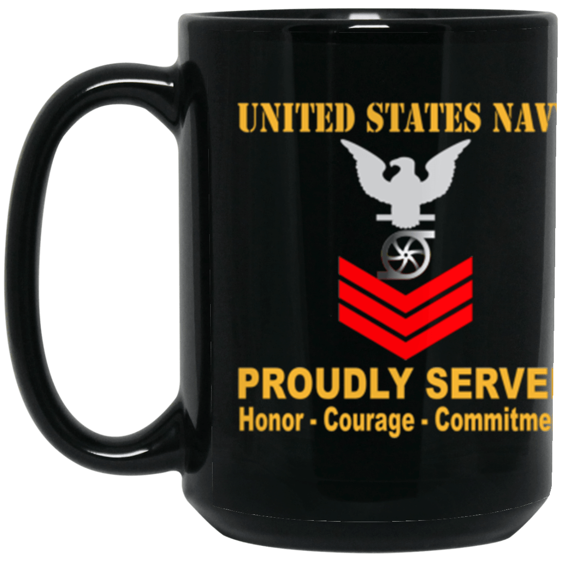 US Navy Gas Turbine Systems Technician Navy GS E-6 Red Stripe 15 oz. Black Mug-Drinkware-Veterans Nation