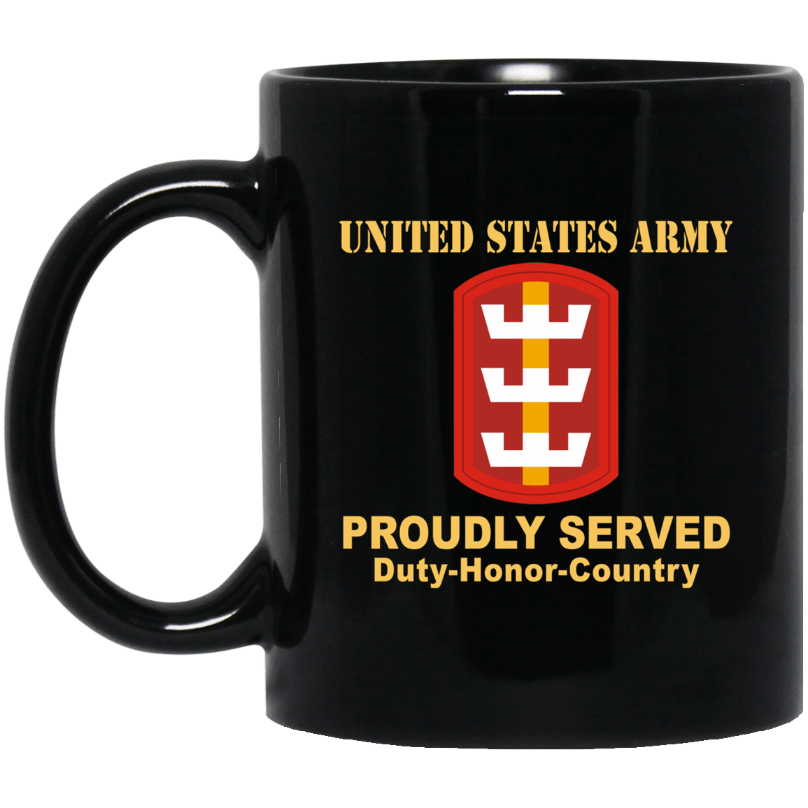 US ARMY 130TH ENGINEER BRIGADE - 11 oz - 15 oz Black Mug-Mug-Army-CSIB-Veterans Nation