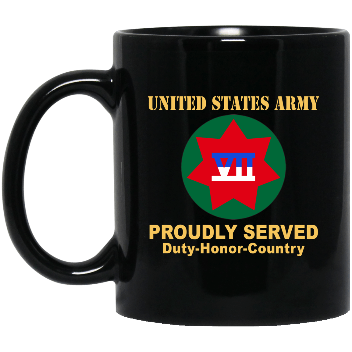 US ARMY VII CORPS- 11 oz - 15 oz Black Mug-Mug-Army-CSIB-Veterans Nation