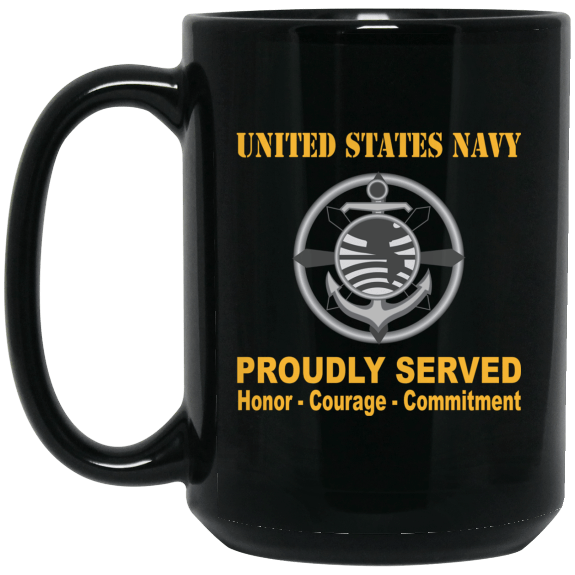 Navy Religious Program Specialist Navy RP Proudly Served Black Mug 11 oz - 15 oz-Mug-Navy-Rate-Veterans Nation