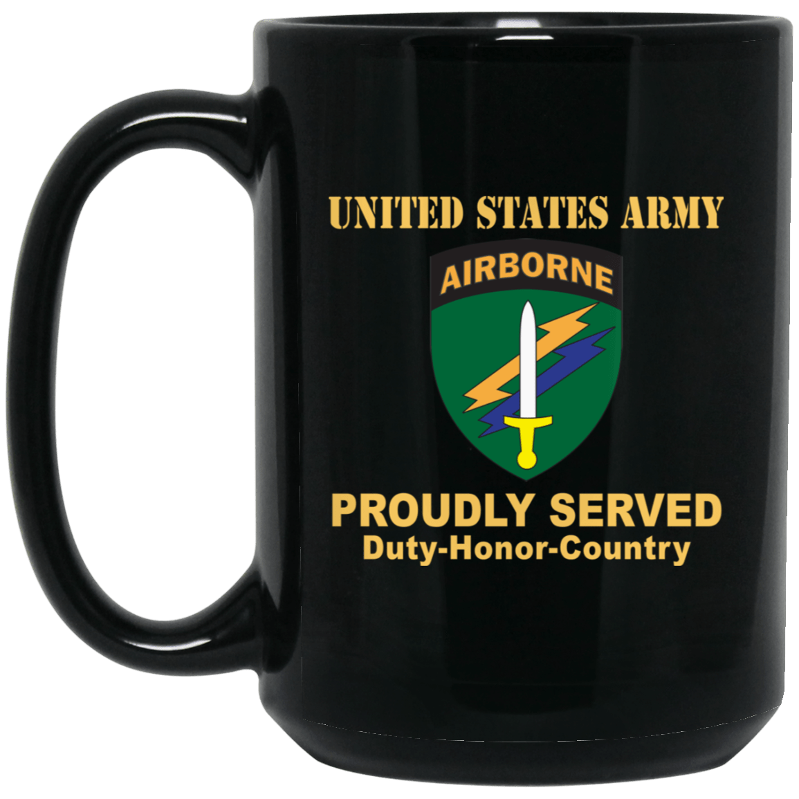US ARMY CSIB CIVIL AFFAIRS AND PSYCHOLOGICAL OPERATIONS COMMAND- 11 oz - 15 oz Black Mug-Mug-Army-CSIB-Veterans Nation