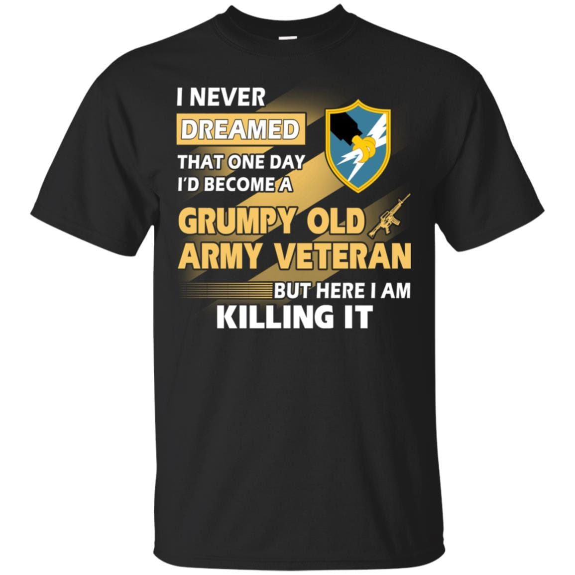 US Army T-Shirt "Security Agency Grumpy Old Veteran" On Front-TShirt-Army-Veterans Nation