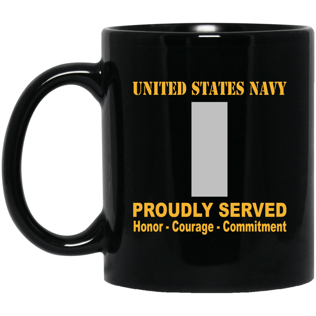 US Navy O-2 Lieutenant Junior Grade O2 LTJG Junior Officer Ranks Proudly Served Black Mug 11 oz - 15 oz-Mug-Navy-Officer-Veterans Nation