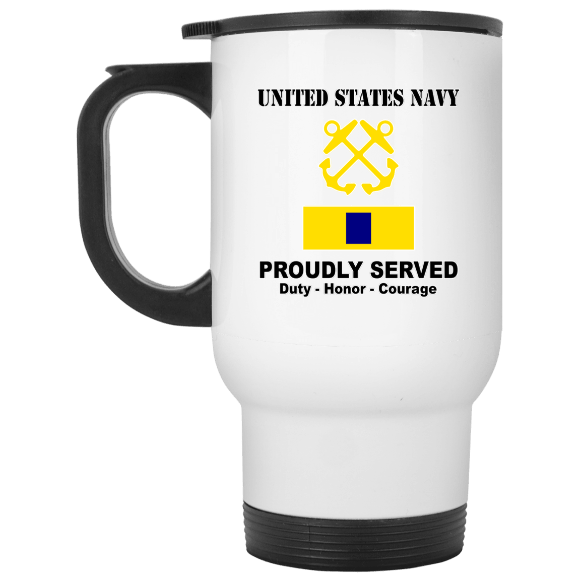 US Navy W-4 Chief Warrant Officer 4 W4 CW4 Warrant Officer Ranks T shirt White Coffee Mug - Stainless Travel Mug-Mug-Navy-Officer-Veterans Nation