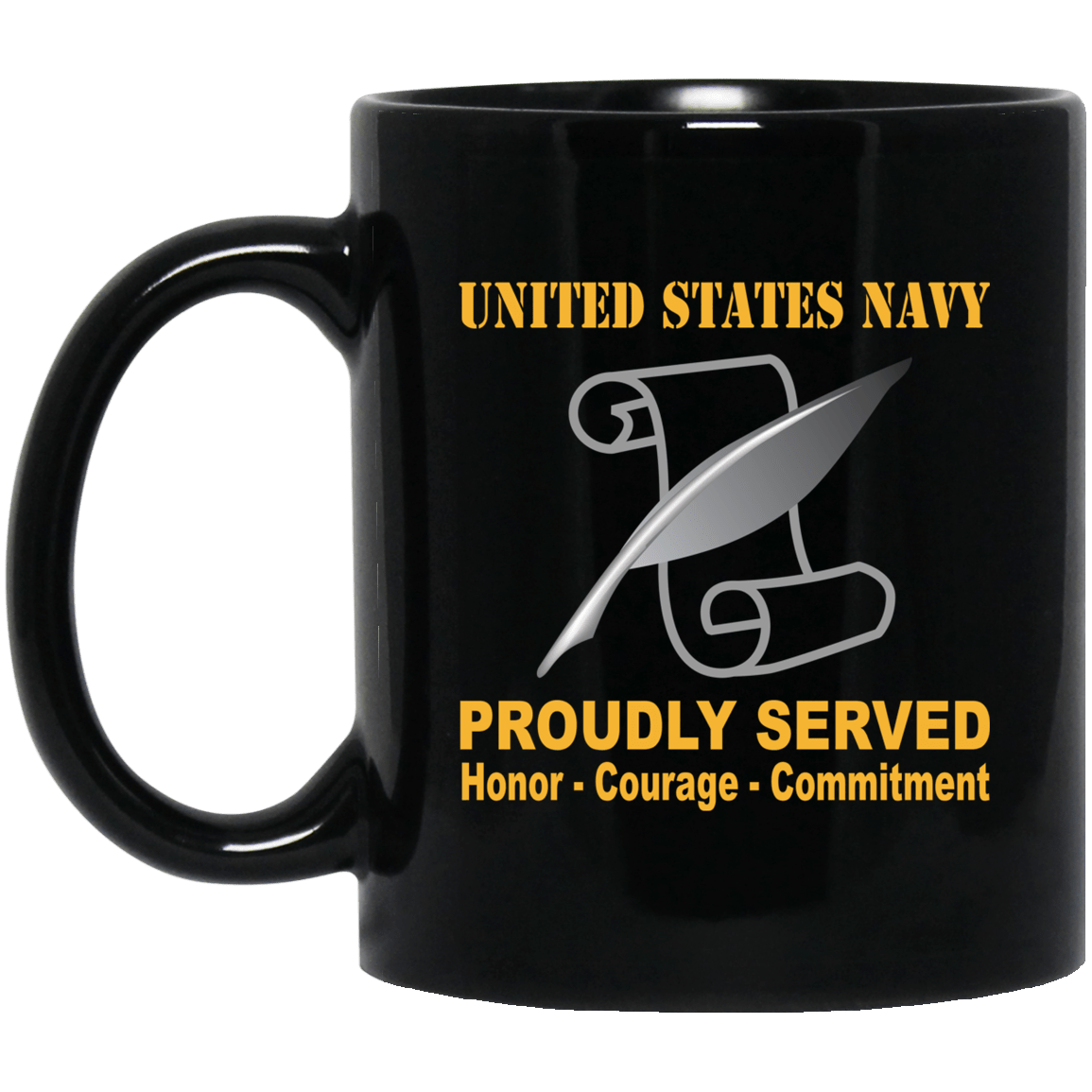 Navy Journalist Navy JO Proudly Served Black Mug 11 oz - 15 oz-Mug-Navy-Rate-Veterans Nation