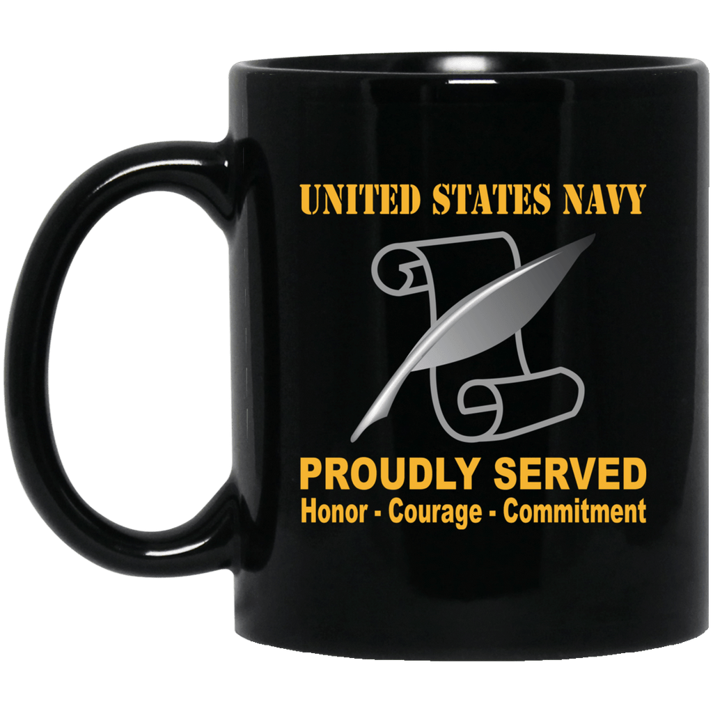 Navy Journalist Navy JO Proudly Served Black Mug 11 oz - 15 oz-Mug-Navy-Rate-Veterans Nation
