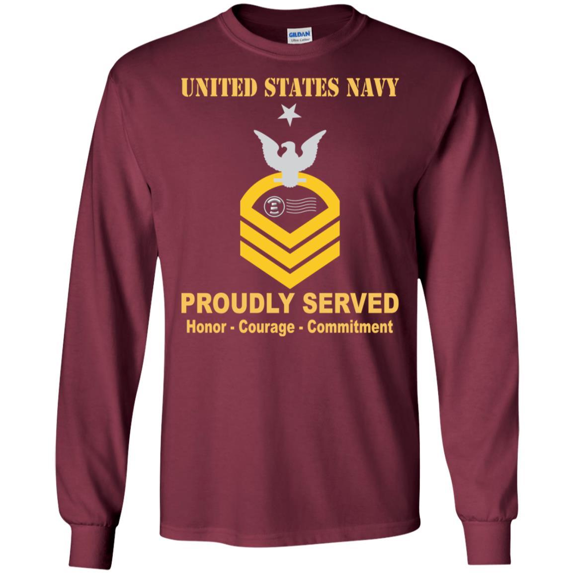 Navy Postal Clerk Navy PC E-8 Rating Badges Proudly Served T-Shirt For Men On Front-TShirt-Navy-Veterans Nation