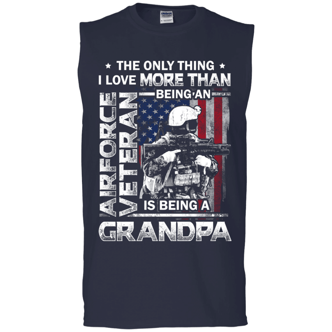 Military T-Shirt "Airforce Veteran I love Being A Grandpa Men" Front-TShirt-General-Veterans Nation