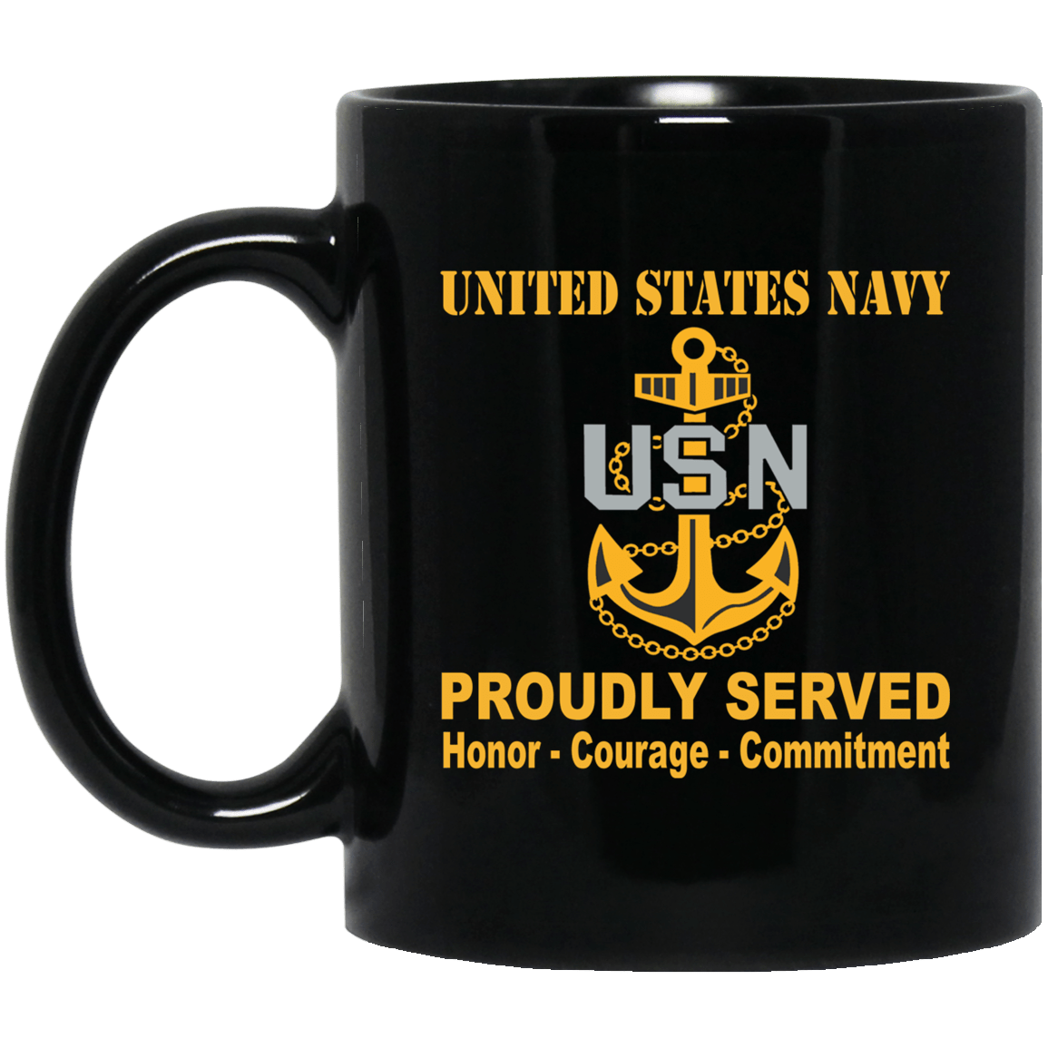 US Navy E-7 Chief Petty Officer E7 CPO Senior Noncommissioned Officer Collar Device Black Mug 11 oz - 15 oz-Mug-Navy-Collar-Veterans Nation