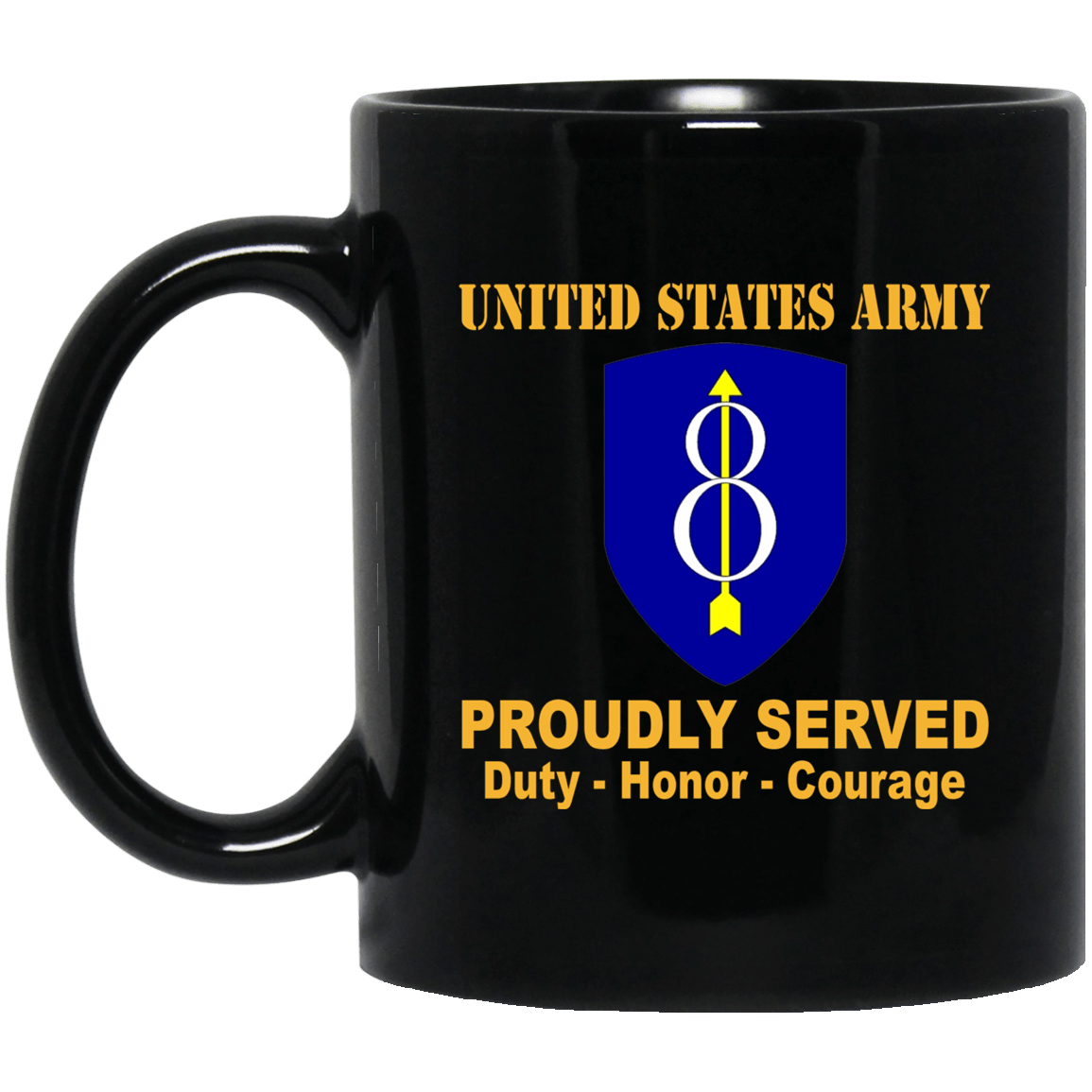 U.S. Army 8th Infantry Division 11 oz - 15 oz Black Mug-Mug-Army-CSIB-Veterans Nation