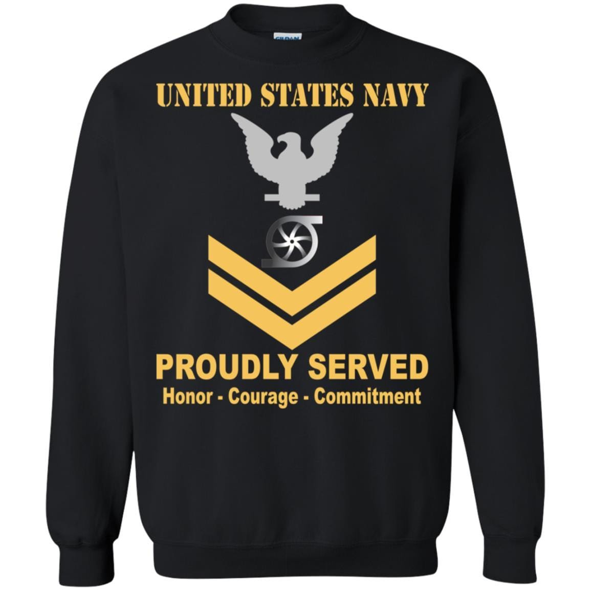 Navy Gas Turbine Systems Technician Navy GS E-5 Rating Badges Proudly Served T-Shirt For Men On Front-TShirt-Navy-Veterans Nation