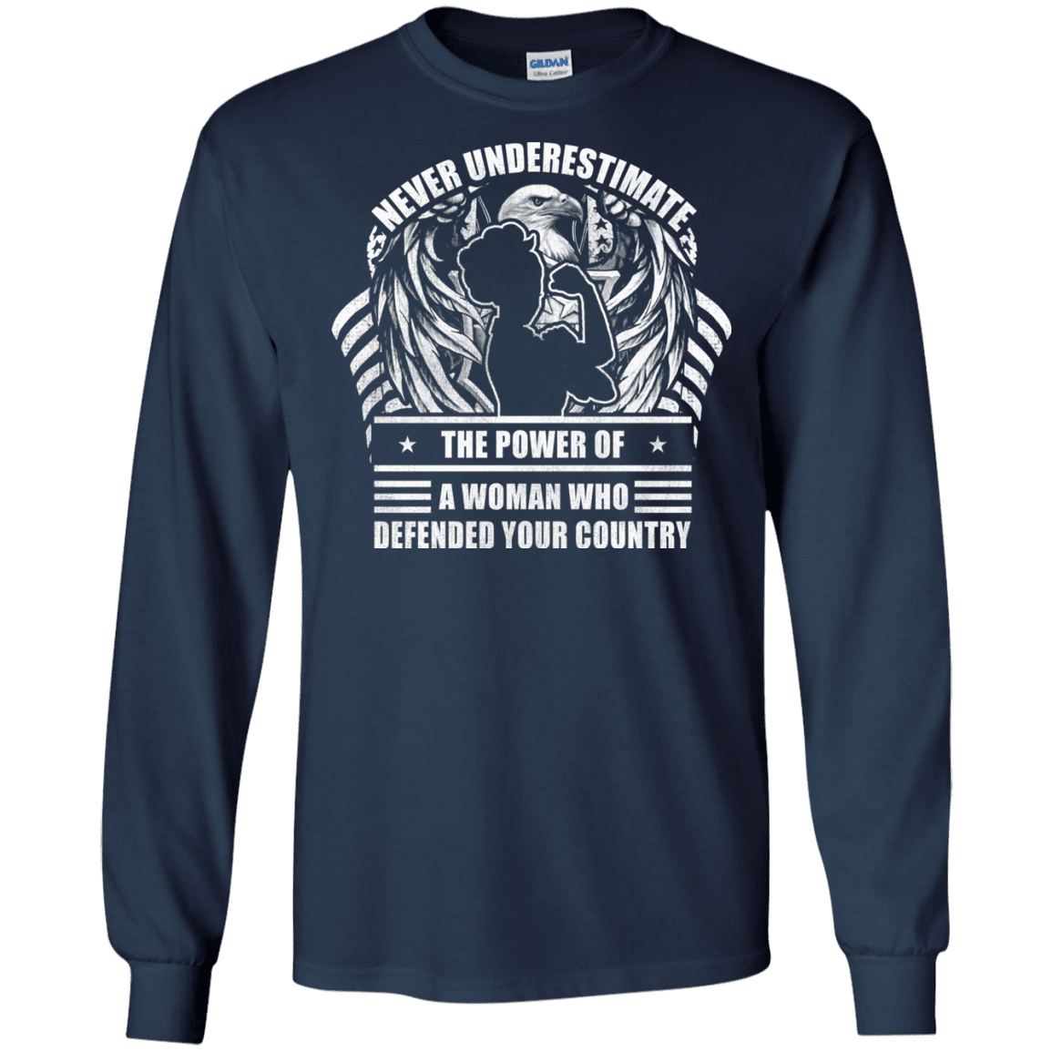 Military T-Shirt "Female Veteran - Never Underestimate A Woman Who Defended Your Country Women" Front-TShirt-General-Veterans Nation