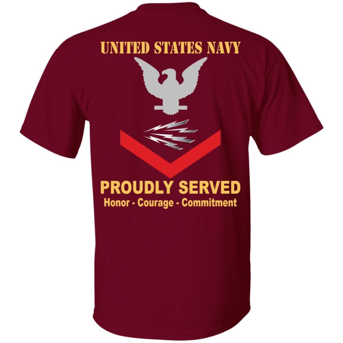 US Navy T-Shirt Radioman Navy RM E-4 PO3 Petty Officer Third Class On Back-TShirt-Navy-Veterans Nation
