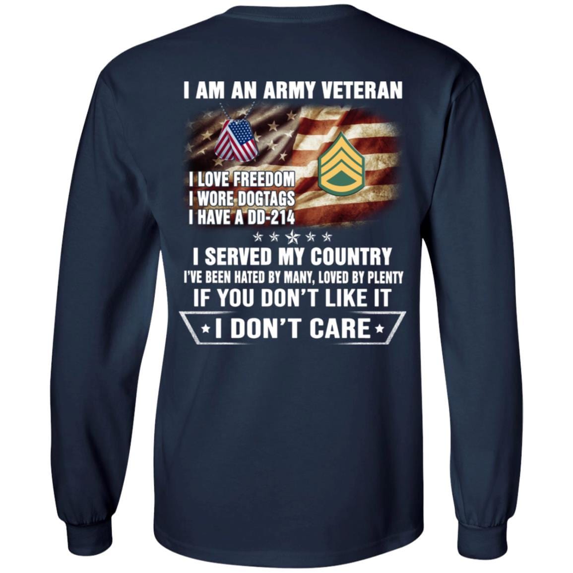 T-Shirt "I Am An Army Veteran" E-6 Staff Sergeant(SSG)Rank On Back-TShirt-Army-Veterans Nation