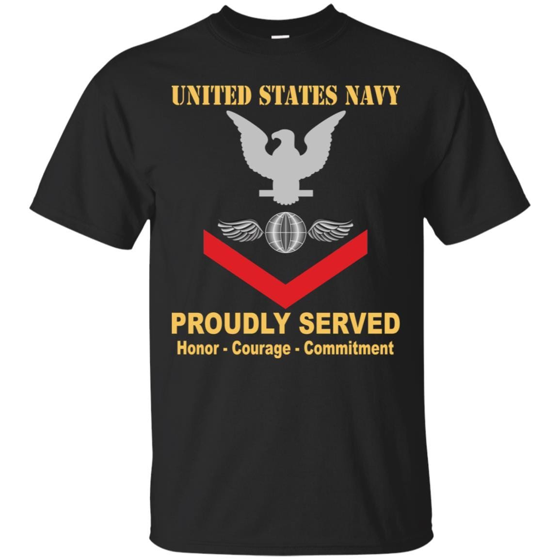 Navy Aviation Electricians Mate Navy AE E-4 Rating Badges Proudly Served T-Shirt For Men On Front-TShirt-Navy-Veterans Nation