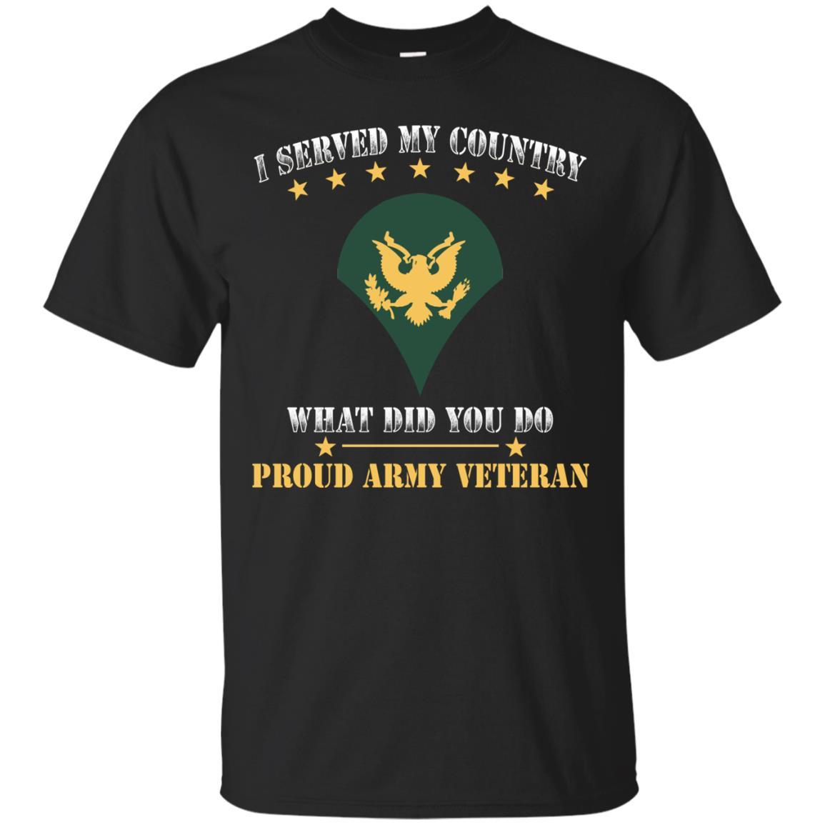 US Army E-4 SPC E4 Specialist Ranks Men Front T Shirt - Proud US Army Veteran-TShirt-Army-Veterans Nation