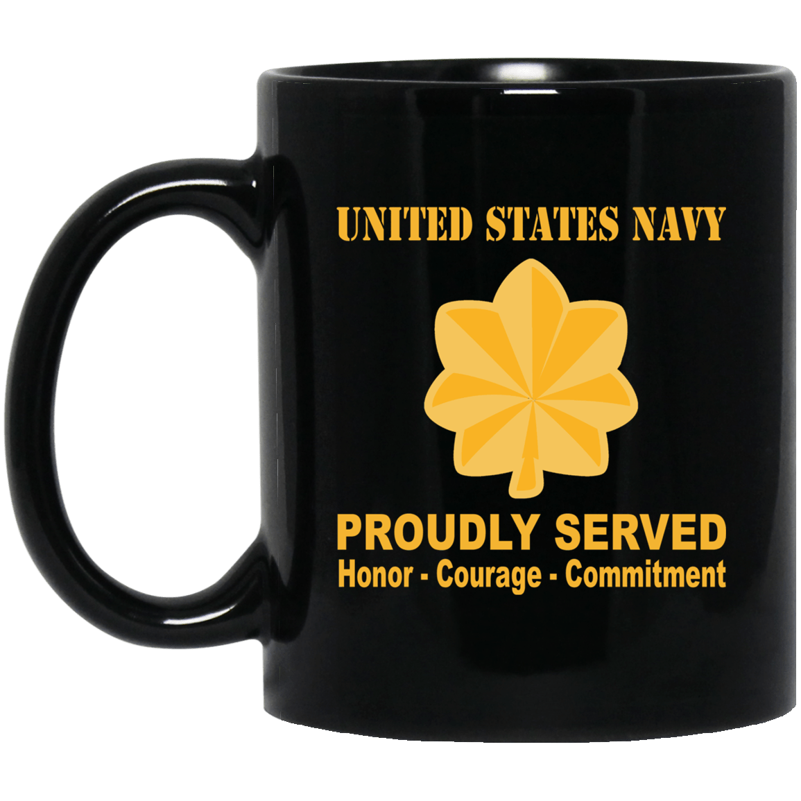 US Navy O-4 Lieutenant Commander O4 LCDR Junior Officer Ranks Proudly Served Black Mug 11 oz - 15 oz-Mug-Navy-Officer-Veterans Nation