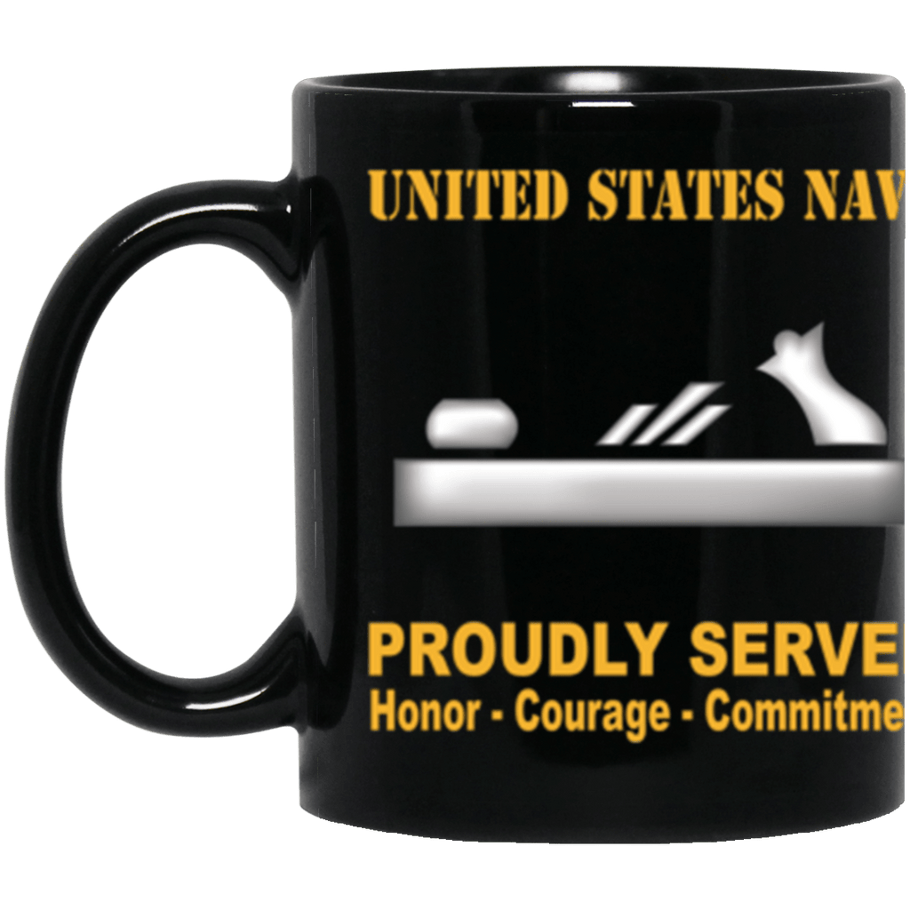 US Navy Navy Patternmaker Navy PM Proudly Served Core Values 11 oz. Black Mug-Drinkware-Veterans Nation