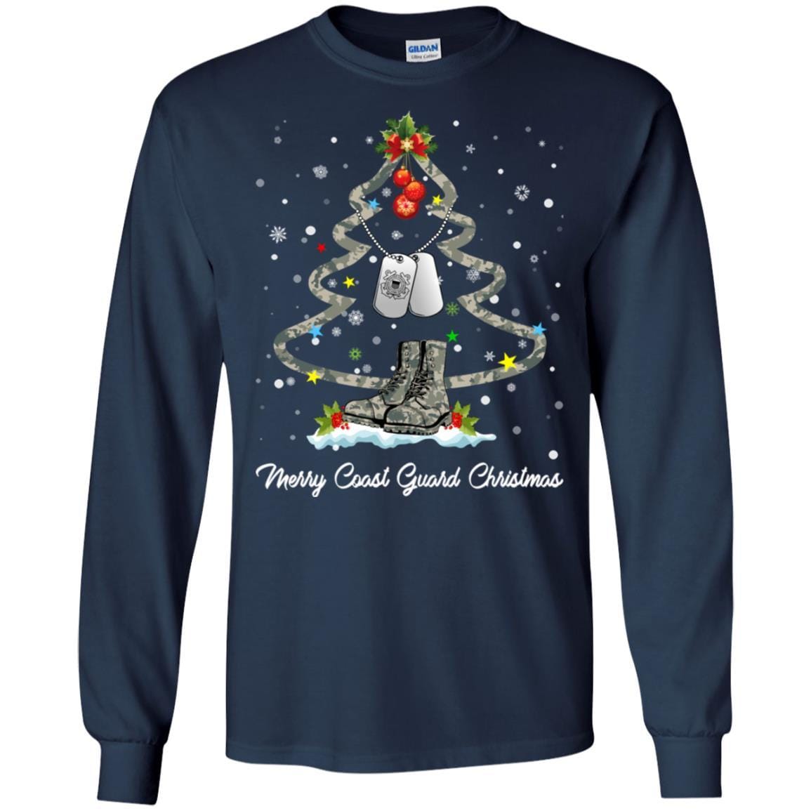 Merry Coast Guard Christmas T-Shirt For Men On Front-TShirt-USCG-Veterans Nation