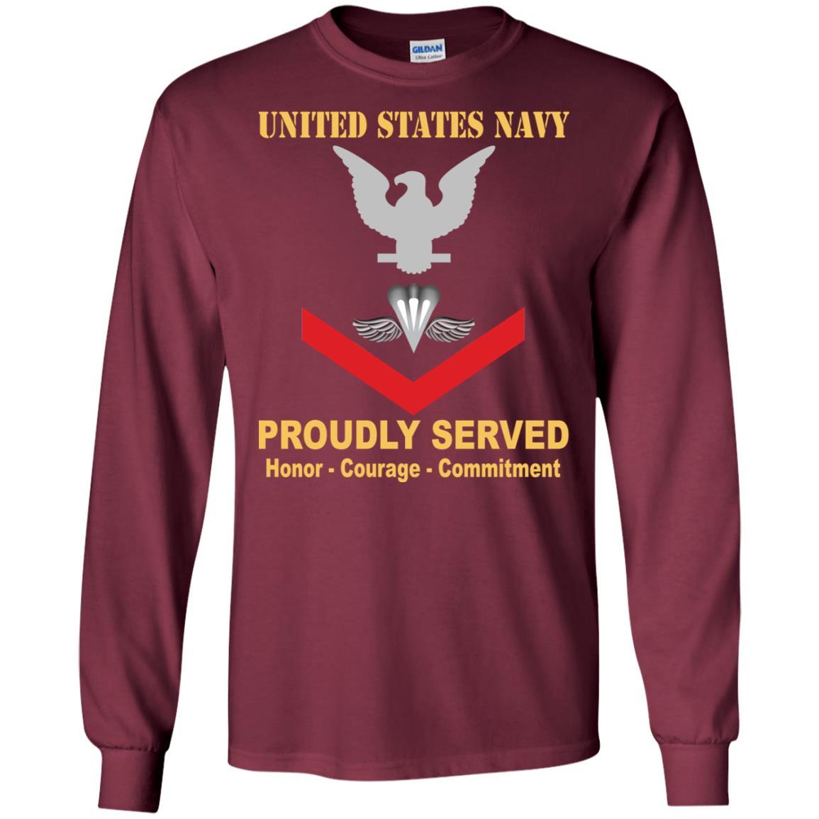 Navy Aircrew Survival Equipmentman Navy PR E-4 Rating Badges Proudly Served T-Shirt For Men On Front-TShirt-Navy-Veterans Nation
