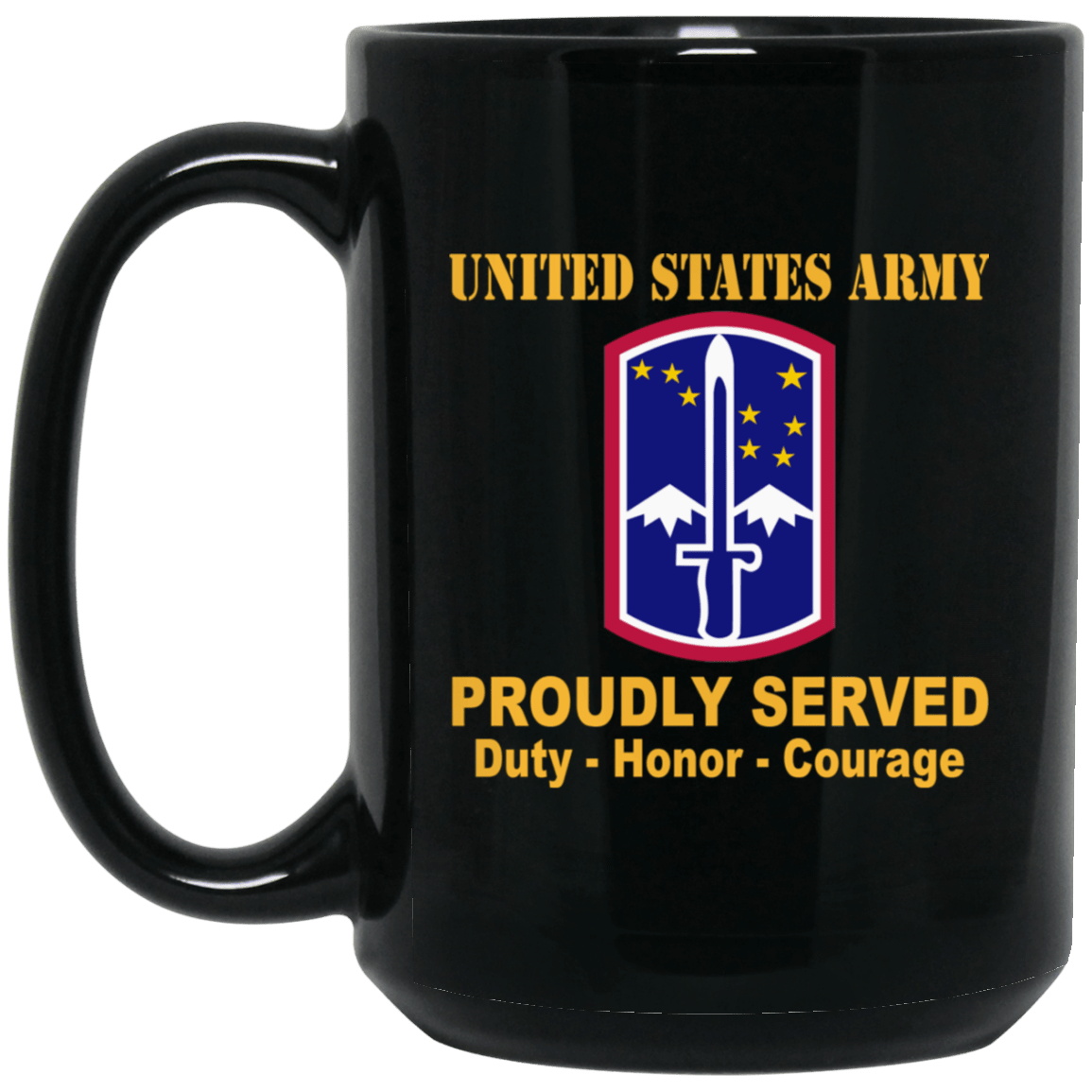 US Army 172nd Infantry Brigade 11 oz - 15 oz Black Mug-Mug-Army-CSIB-Veterans Nation