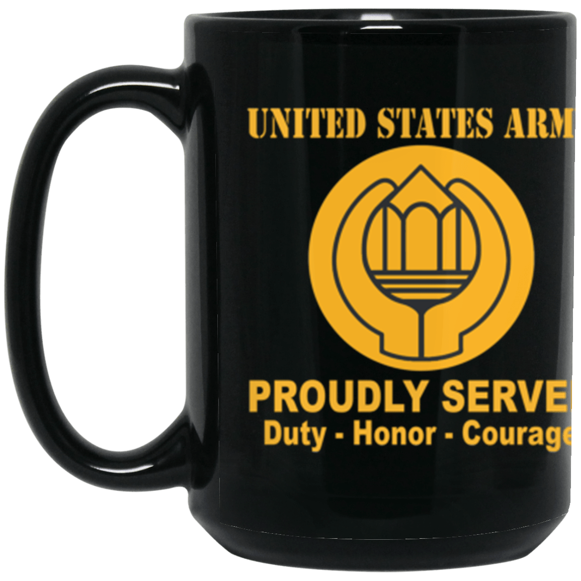 US Army Chaplain Assistant Proudly Served Core Values 15 oz. Black Mug-Drinkware-Veterans Nation