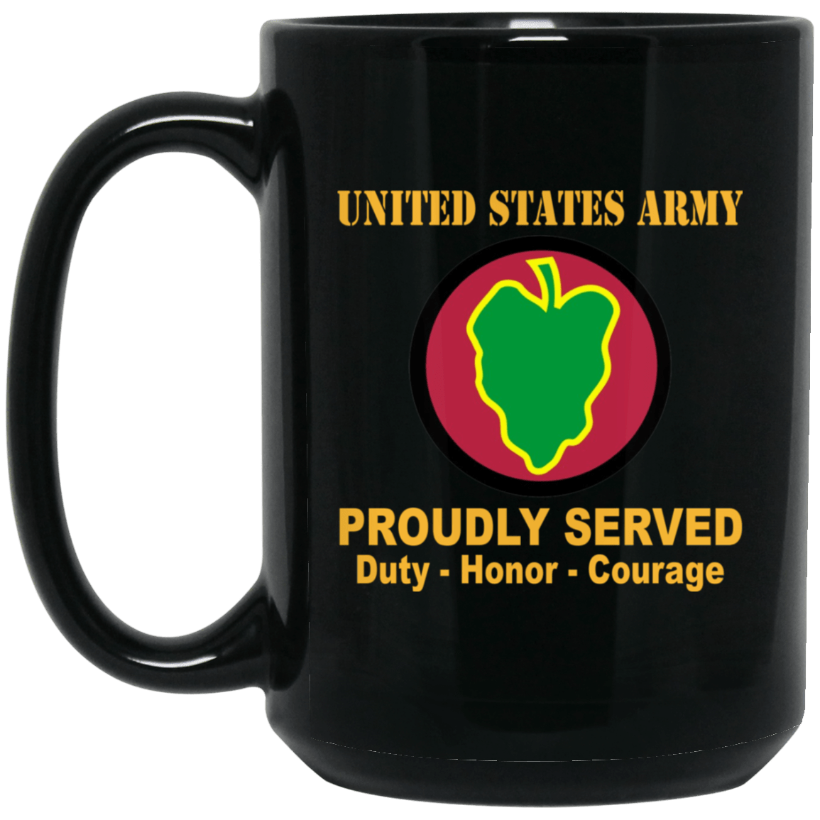 U.S. Army 24th Mechanized Infantry Division 11 oz - 15 oz Black Mug-Mug-Army-CSIB-Veterans Nation