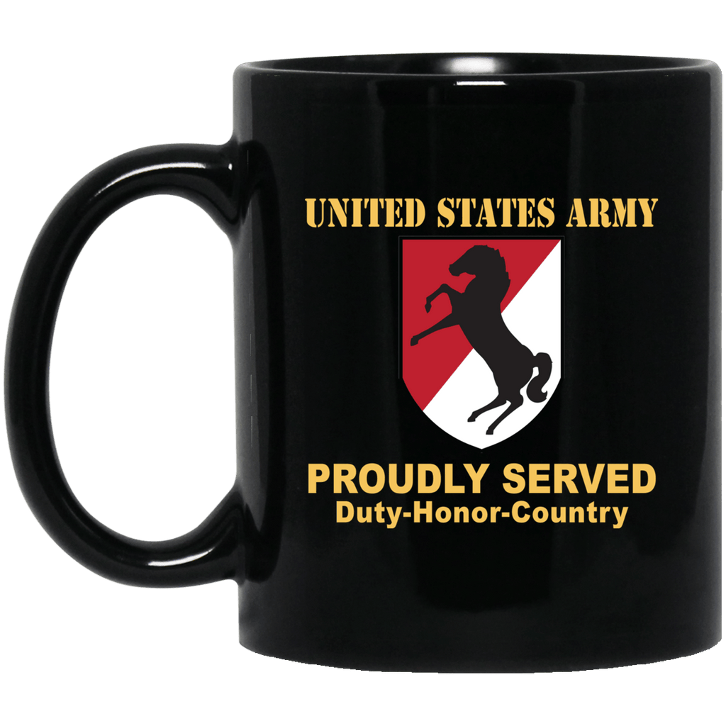 US ARMY 11TH ARMORED CAVALRY REGIMENT- 11 oz - 15 oz Black Mug-Mug-Army-CSIB-Veterans Nation