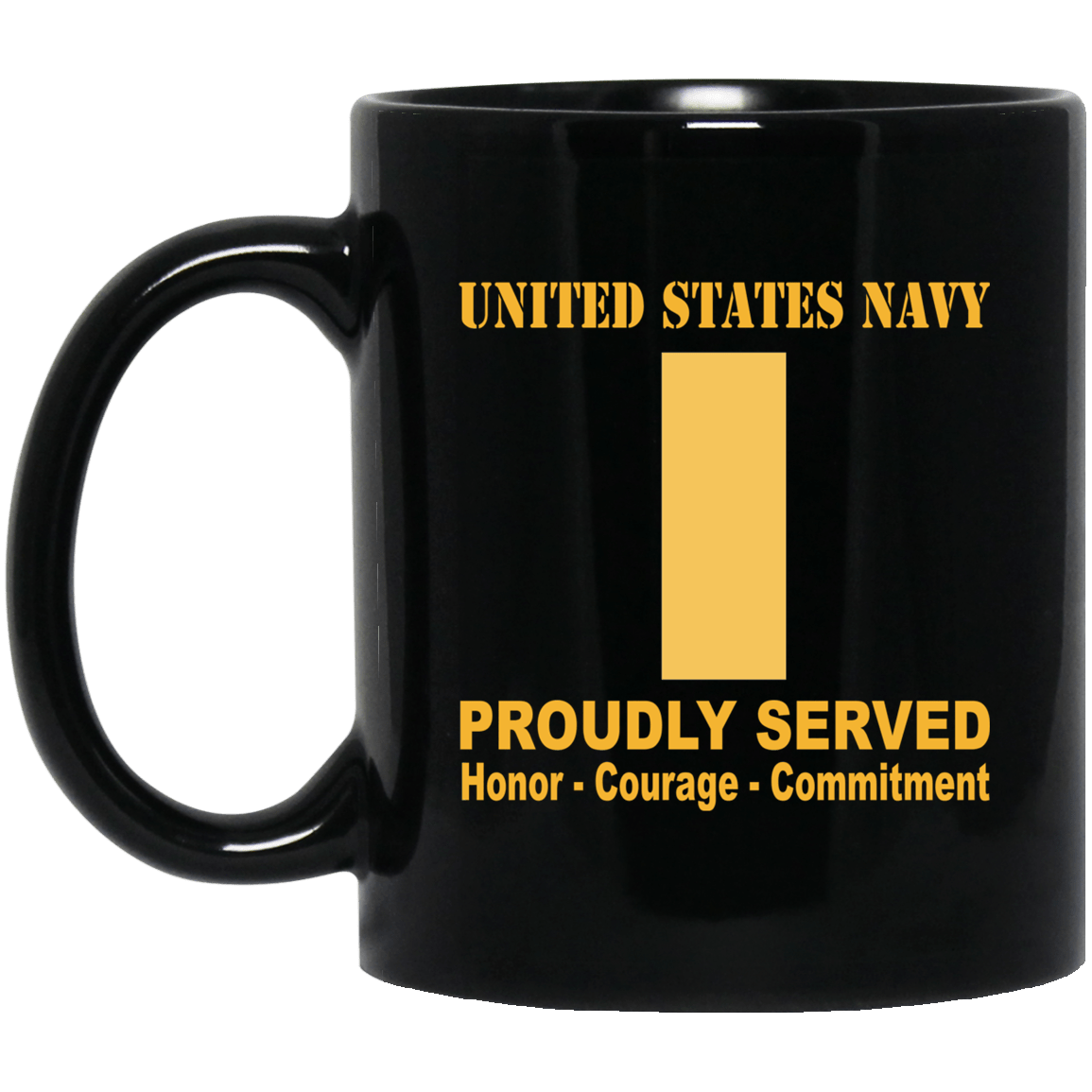 US Navy O-1 Ensign O1 ENS Junior Officer Ranks Proudly Served Black Mug 11 oz - 15 oz-Mug-Navy-Officer-Veterans Nation