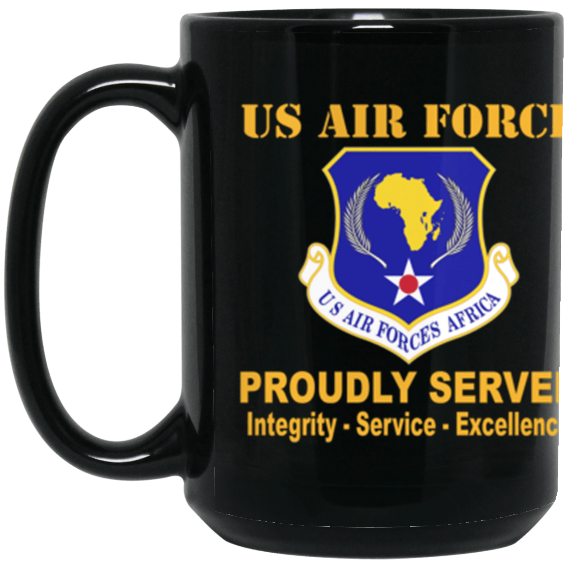 US Air Force Materiel Command Proudly Served Core Values 15 oz. Black Mug-Mug-USAF-Veterans Nation