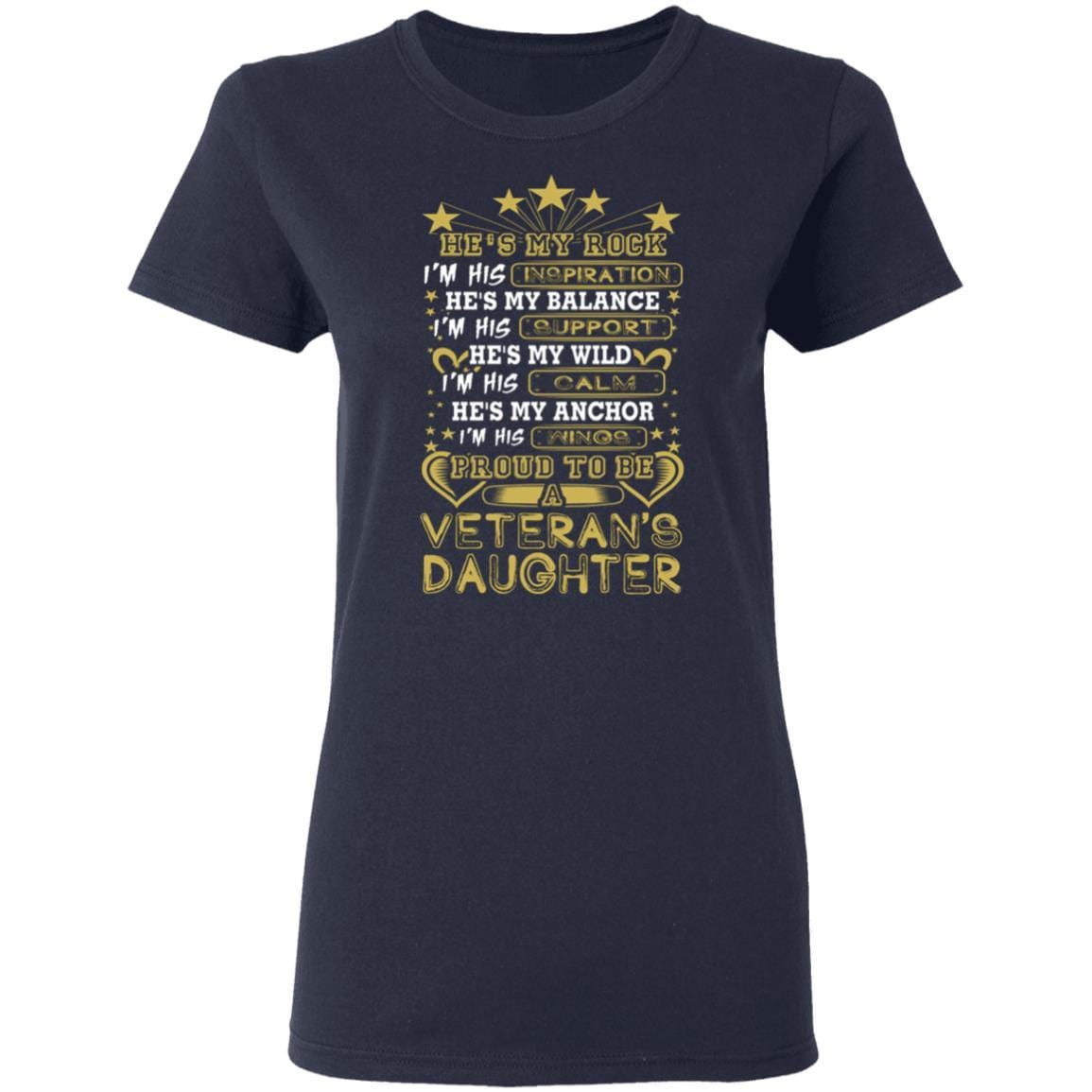 T-Shirt Proud To Be A Daughter Veteran Gildan Ladies' 5.3 oz.-T-Shirts-Veterans Nation