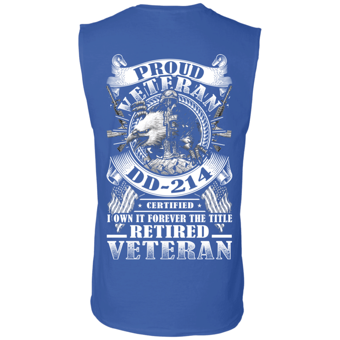 Military T-Shirt "Proud Veteran DD 214 with Title Retired Veteran Back"-TShirt-General-Veterans Nation