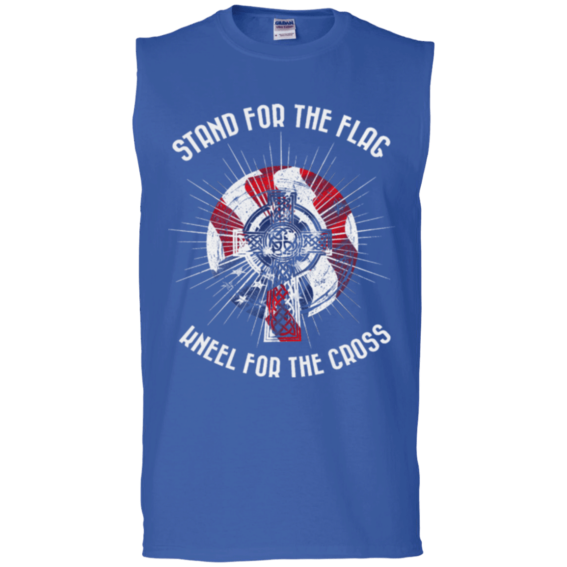 Military T-Shirt "Stand For The Flag Kneel For The Cross"-TShirt-General-Veterans Nation