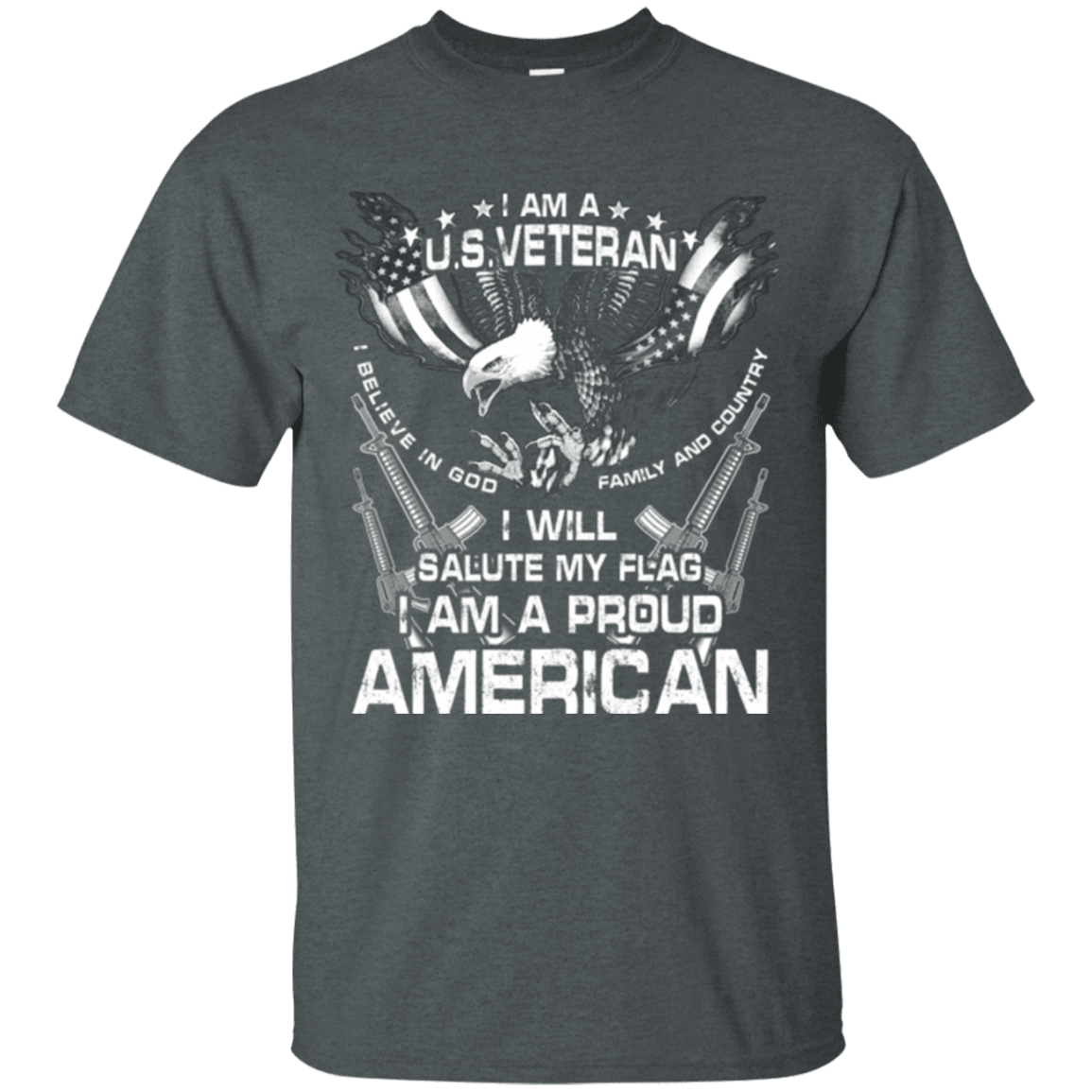 Military T-Shirt "I WILL SALUTE MY FLAG PROUD AMERICAN"-TShirt-General-Veterans Nation