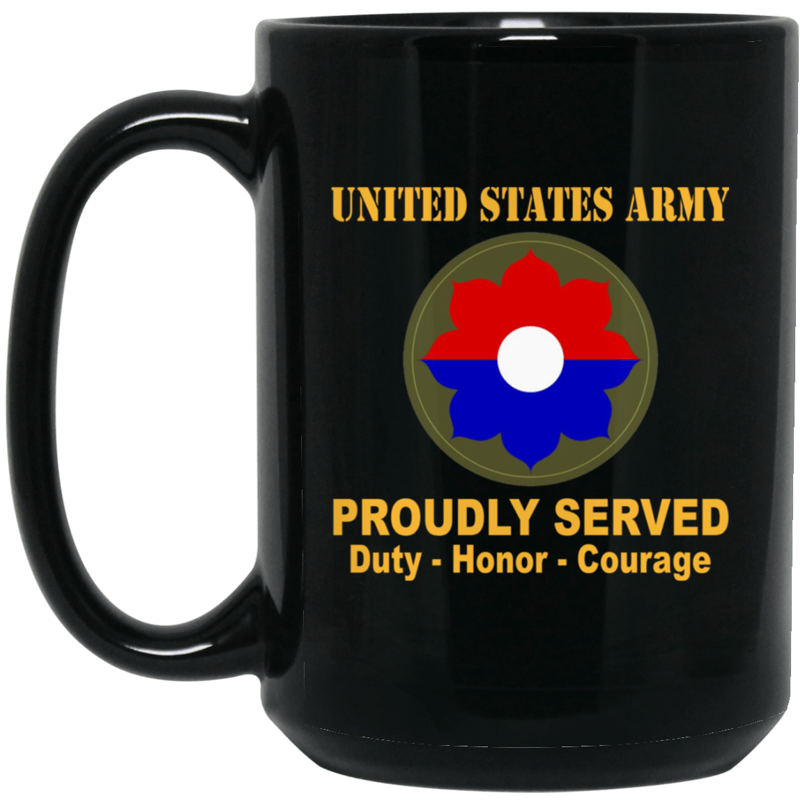 U.S. Army 9th Infantry Division 11 oz - 15 oz Black Mug-Mug-Army-CSIB-Veterans Nation