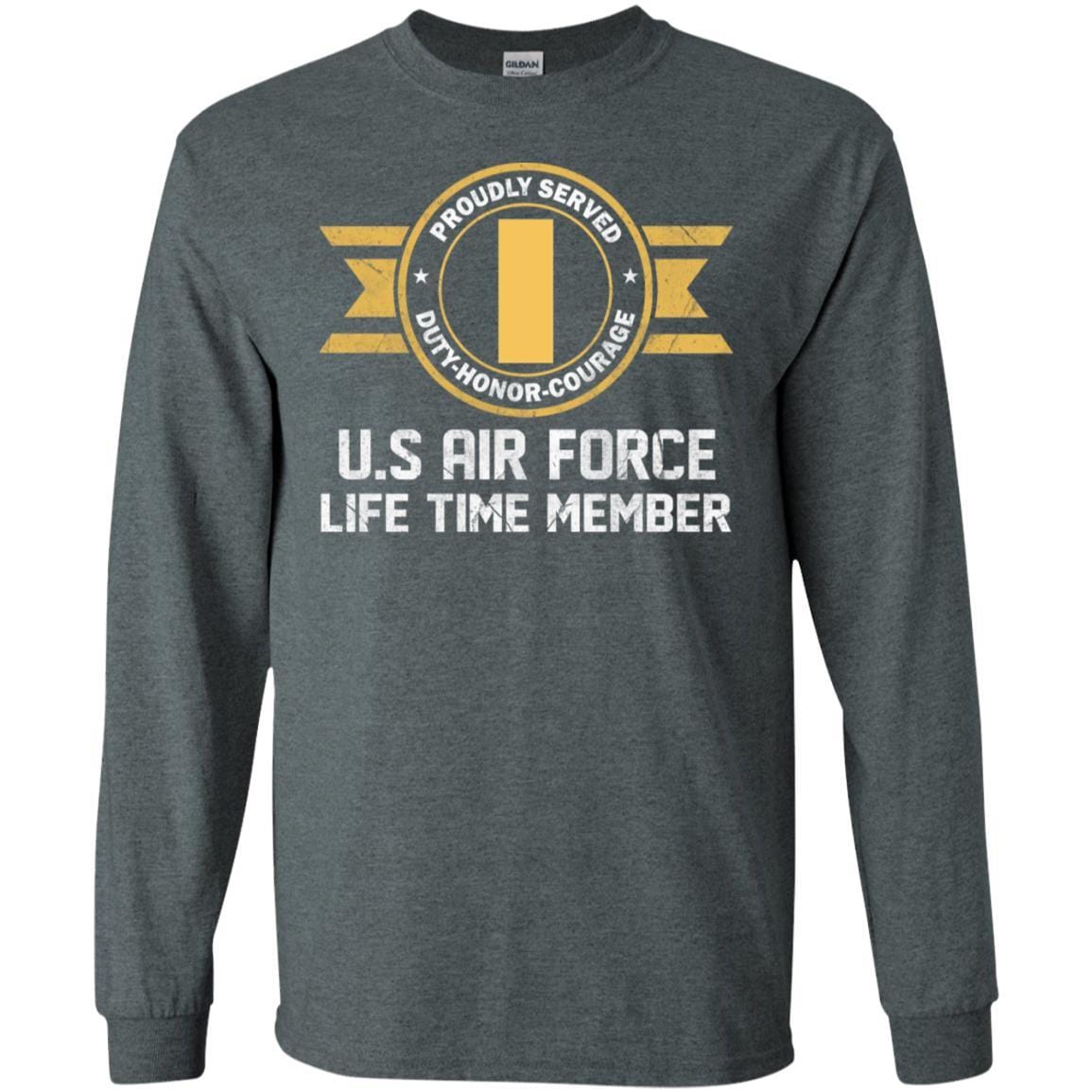 Life time member-US Air Force O-1 Second Lieutenant 2d Lt O1 Commissioned Officer Ranks Men T Shirt On Front-TShirt-USAF-Veterans Nation