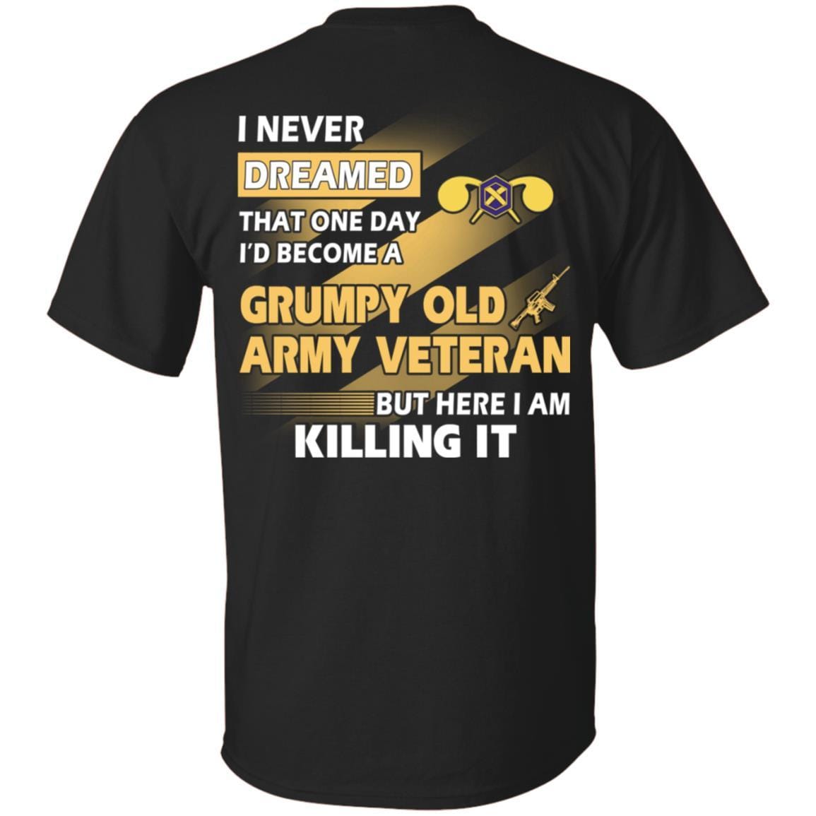 US Army T-Shirt "Chemical Corps Grumpy Old Veteran" On Back-TShirt-Army-Veterans Nation