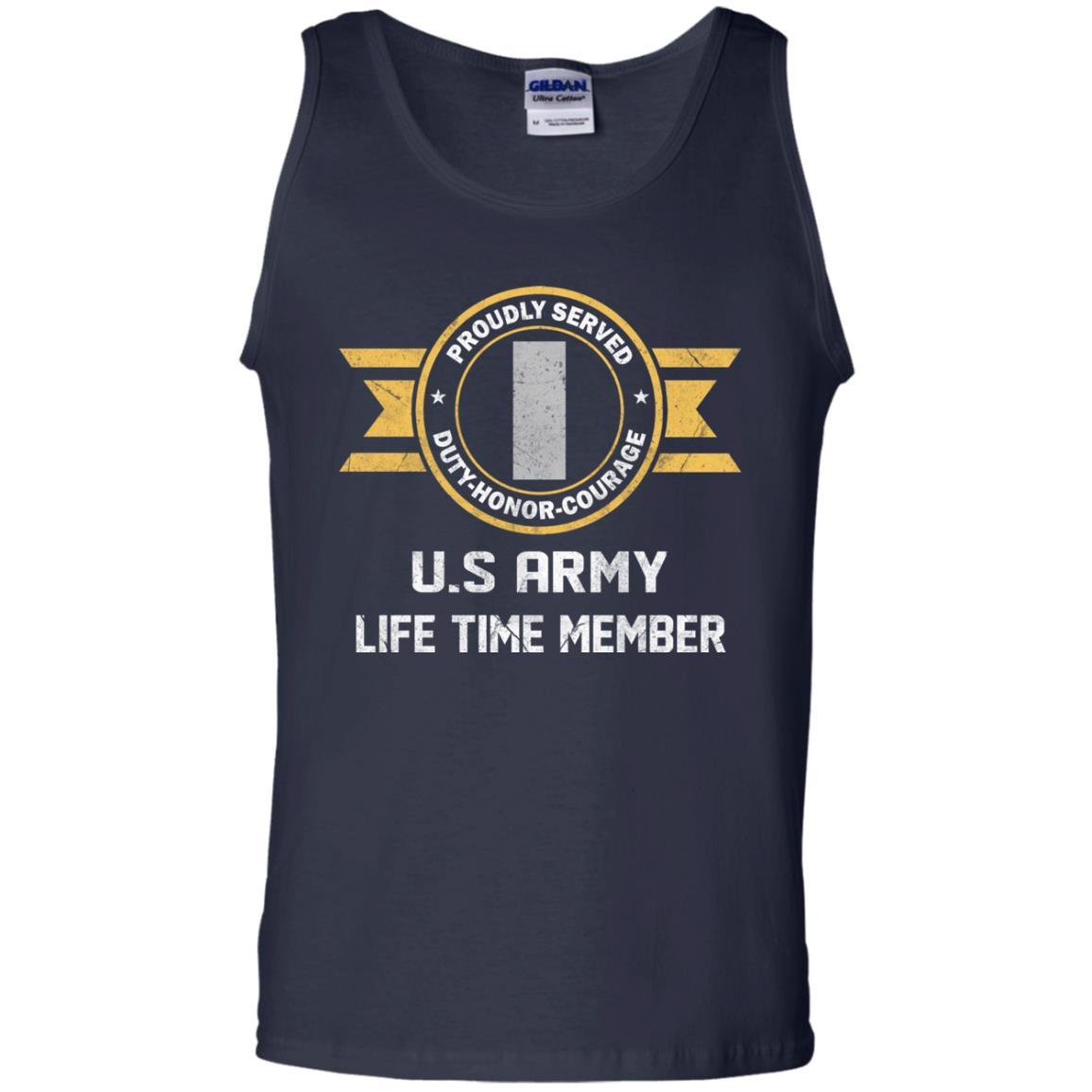 Life Time Member - US Army O-2 First Lieutenant O2 1LT Commissioned Officer Ranks Men T Shirt On Front-TShirt-Army-Veterans Nation