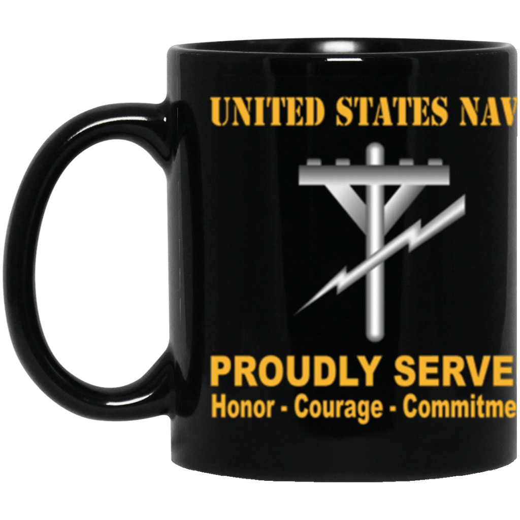 US Navy Navy Construction Electrician Navy CE Proudly Served Core Values 11 oz. Black Mug-Drinkware-Veterans Nation