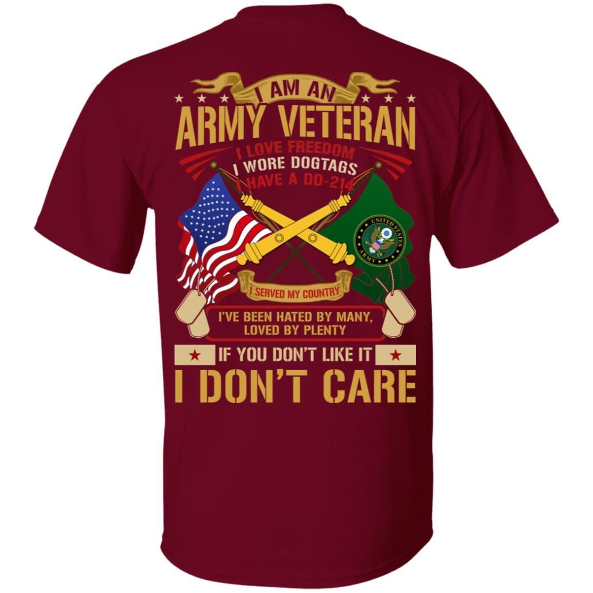 US Army T-Shirt Field Artillery I Am An Veteran On Back-T-Shirts-Veterans Nation