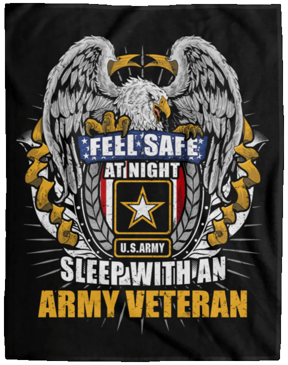 Feel Safe At Night Sleep With An Army Veteran Cozy Plush Fleece Blanket - 60x80-Blankets-Army-Logo-Veterans Nation