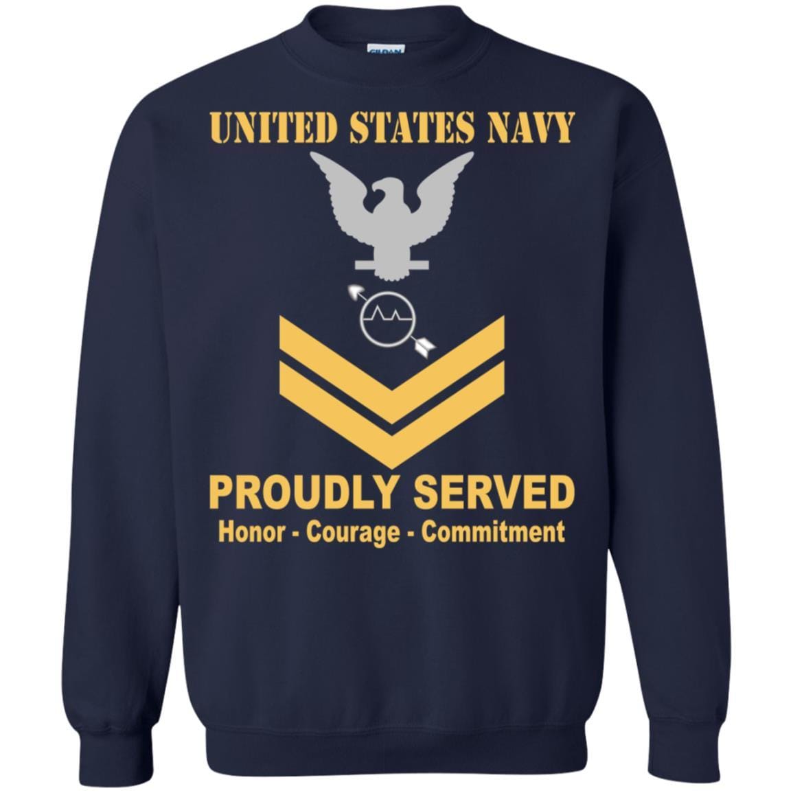 U.S Navy Operations specialist Navy OS E-5 Rating Badges Proudly Served T-Shirt For Men On Front-TShirt-Navy-Veterans Nation