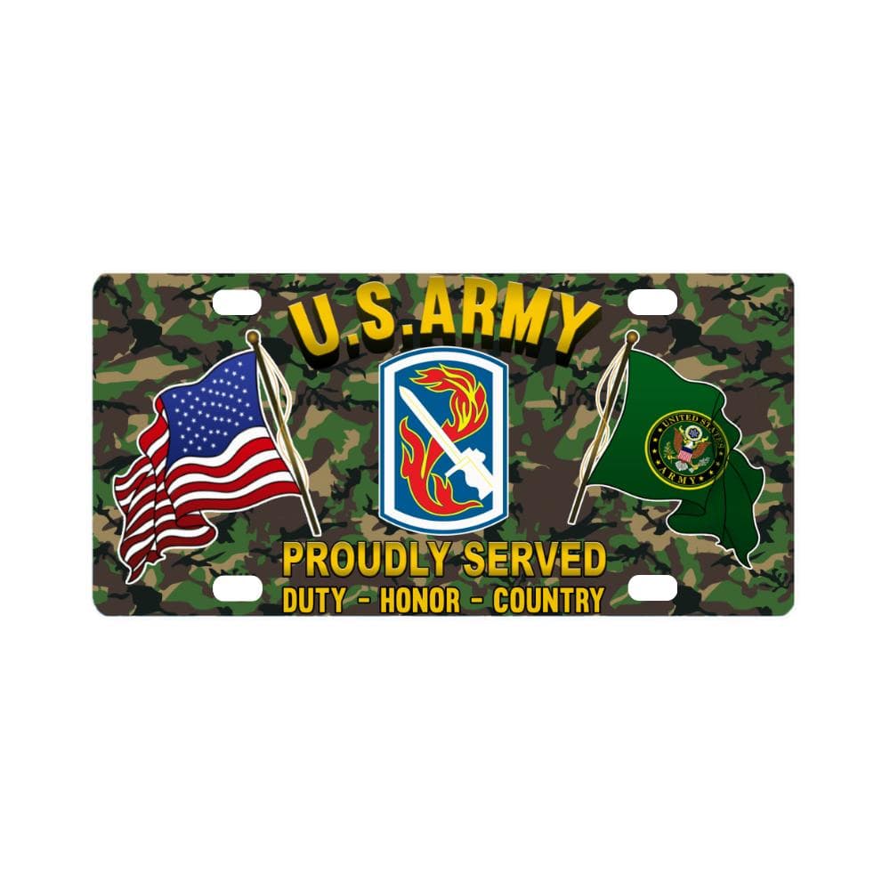 US ARMY 198TH INFANTRY BRIGADE- Classic License Plate-LicensePlate-Army-CSIB-Veterans Nation