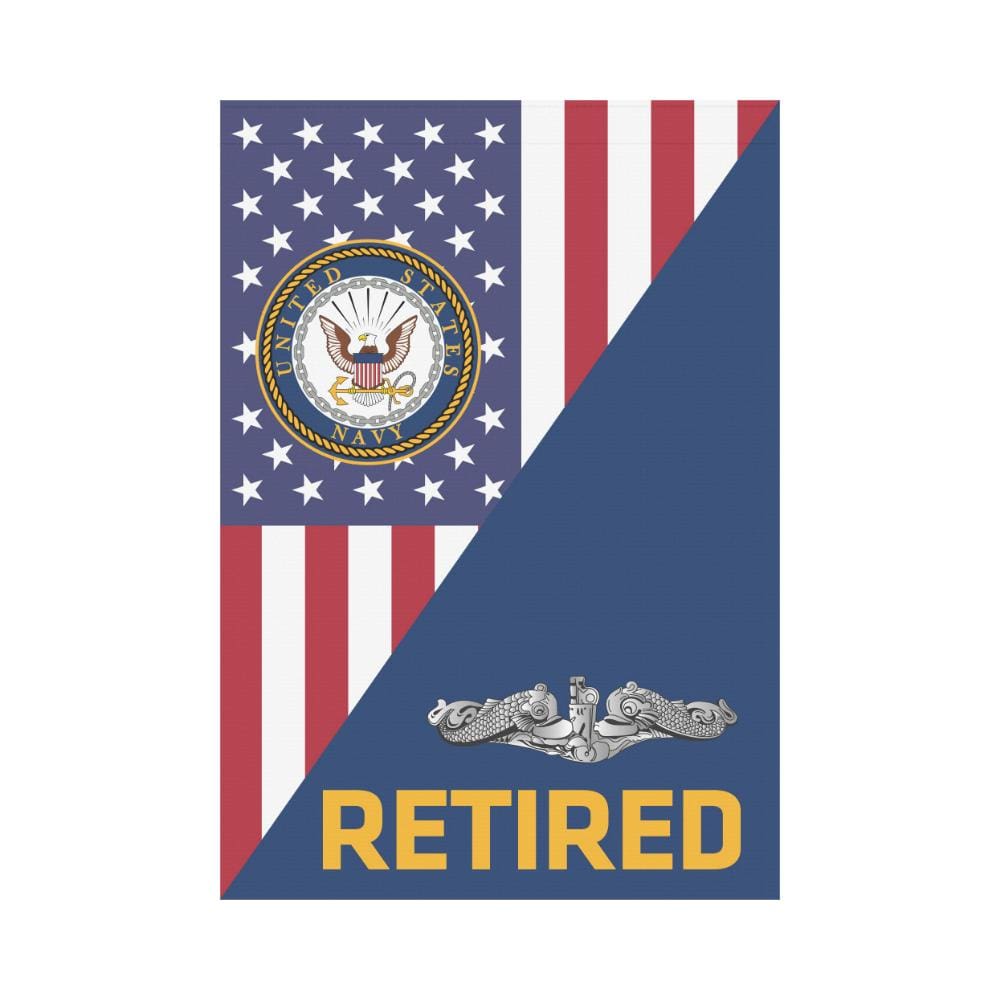 US Navy Submarine Enlisted Retired House Flag 28 inches x 40 inches Twin-Side Printing-HouseFlag-Navy-Badge-Veterans Nation